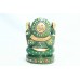 Hand crafted Green natural Jade Stone God Ganesha religious statue 294 G (m)